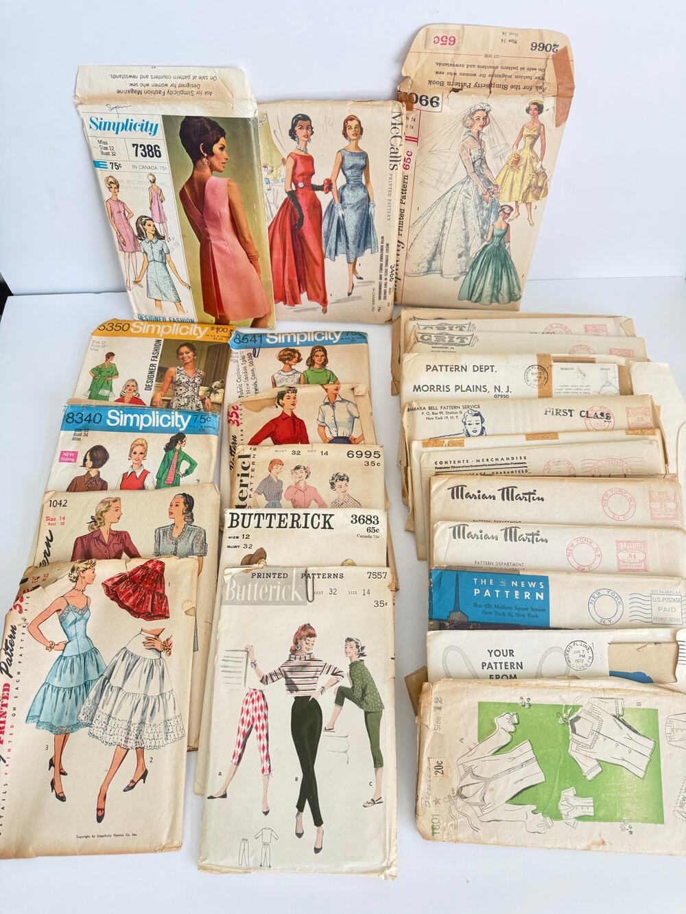 Vintage Women's Sewing Patterns 1940's-70's Lot of 32 Butterick Simplicity Mail